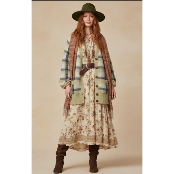 Tory Burch Light Green Mohair-Blend Plaid Brushed Intarsia-Knit Cardigan Medium - Picture 7 of 15